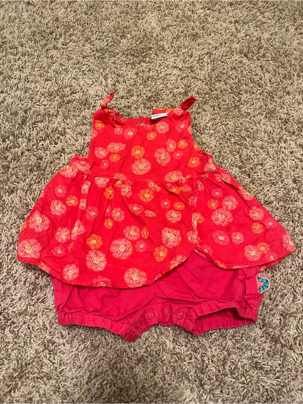 Carter's Red Floral Baby Girl Romper Dress